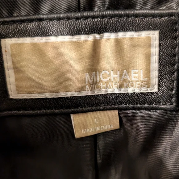 Michael Kors black leather jacket women size large - Picture 7 of 8